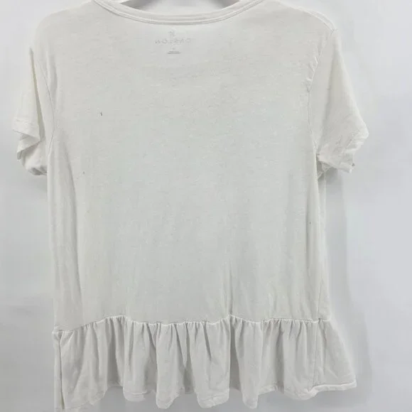 Caslon White Ruffle Hem T-Shirt – Size M – Short Sleeve Peplum Tee - Picture 6 of 6